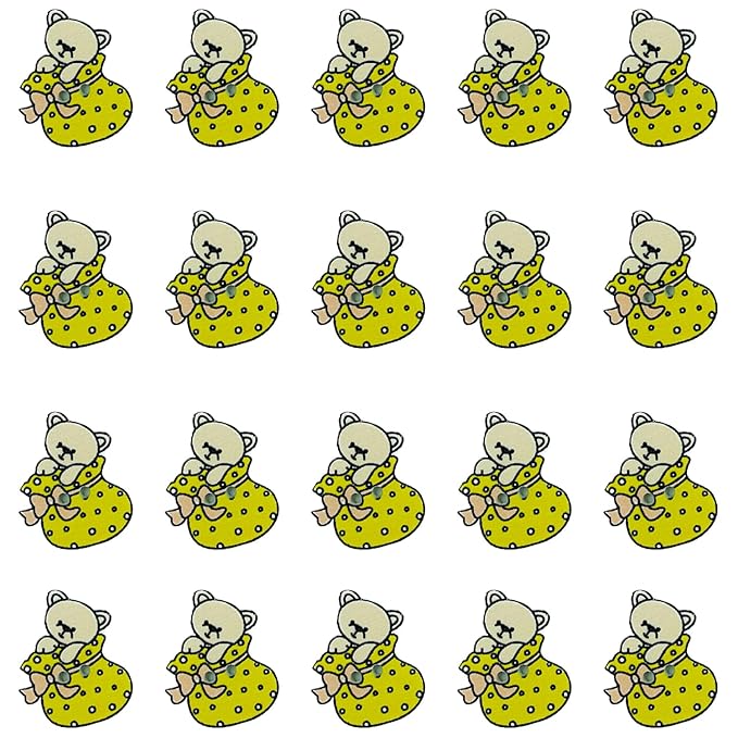 Teddy Bear All Color Wooden Buttons(Set of 25)