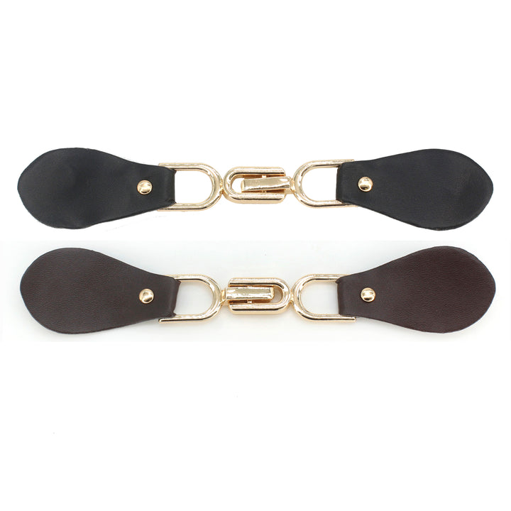 Black Leather Hook and Eye Buckle 2 Piece
