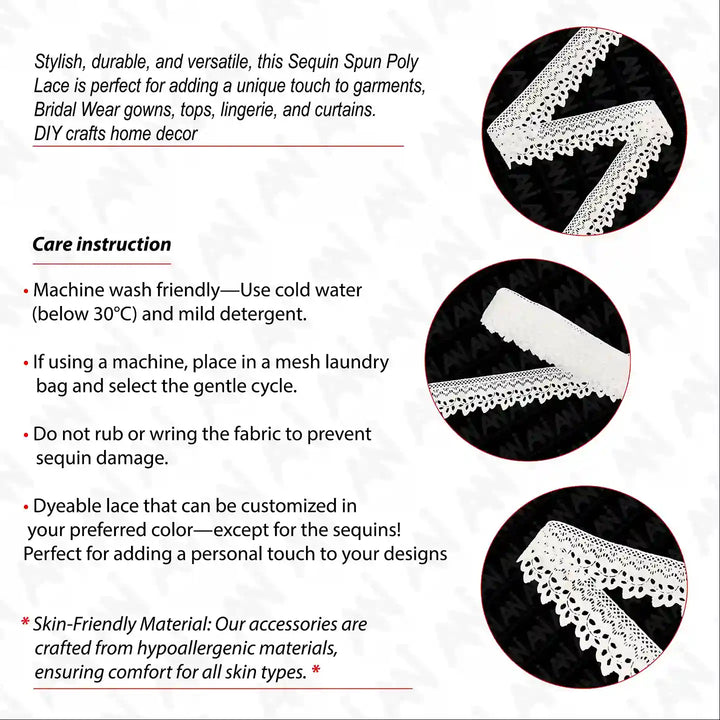 Chris Cross Leaves Style Sequins Lace | 2 Meter