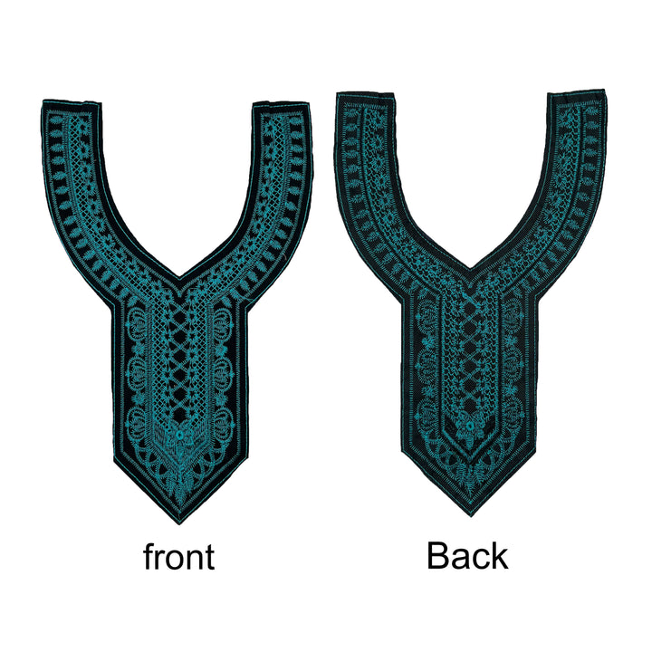 Navy blue embroidery neckline
