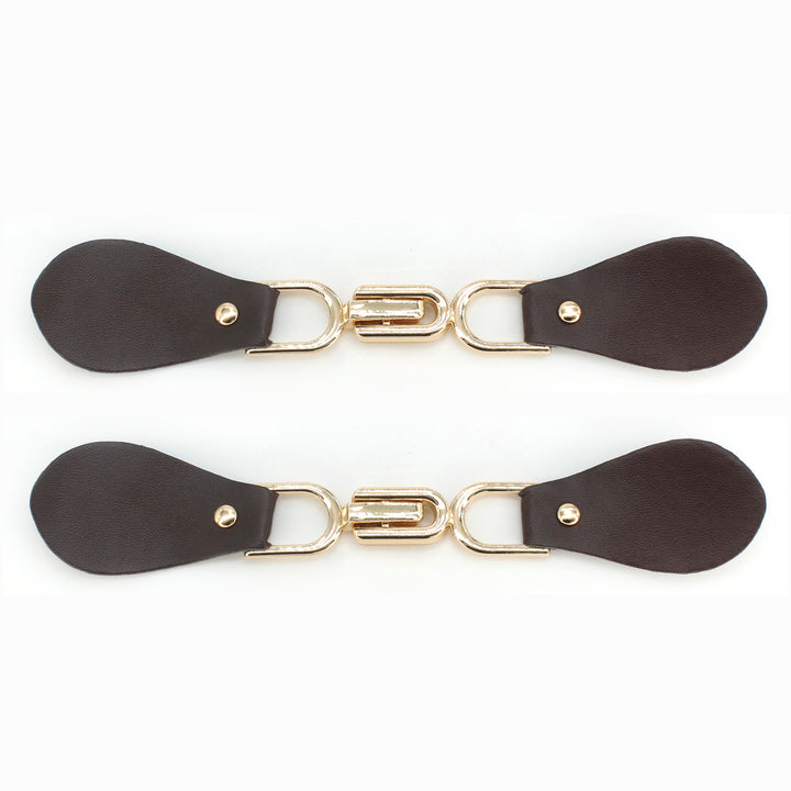 Black Leather Hook and Eye Buckle 2 Piece