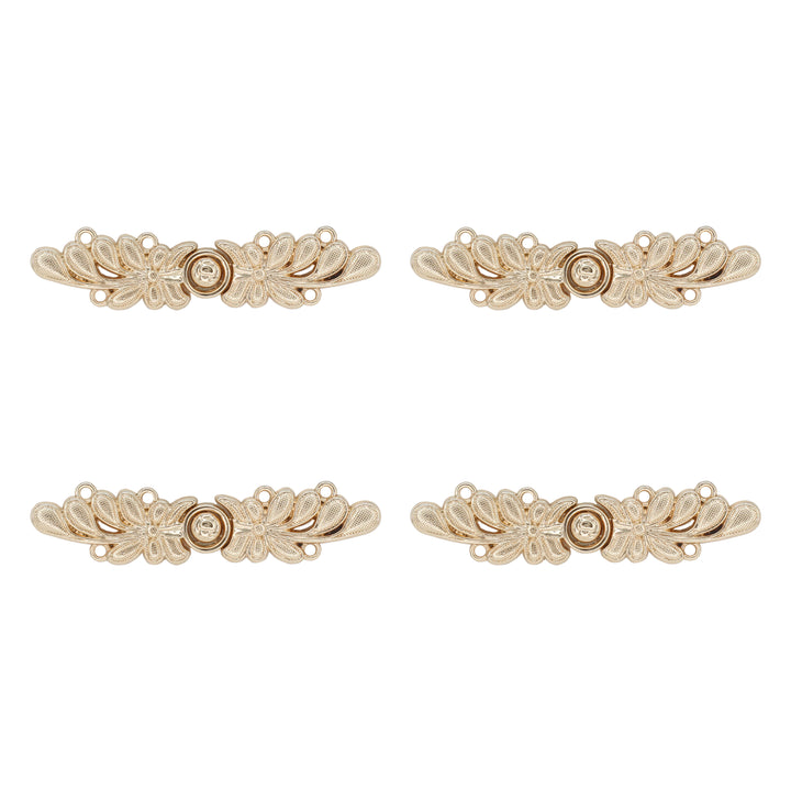 Set of 4 Floral Metal Closure Buttons