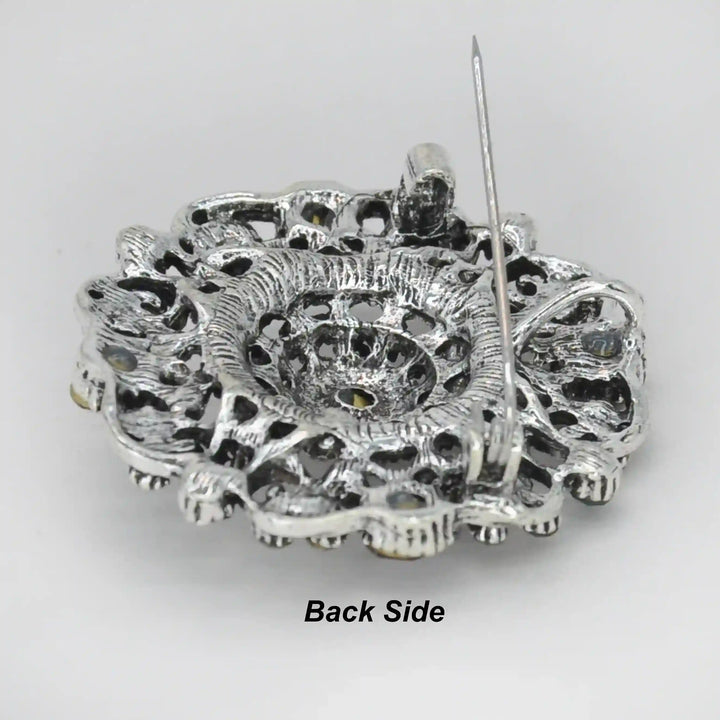 Regal Bloom Vintage Crystal Brooch