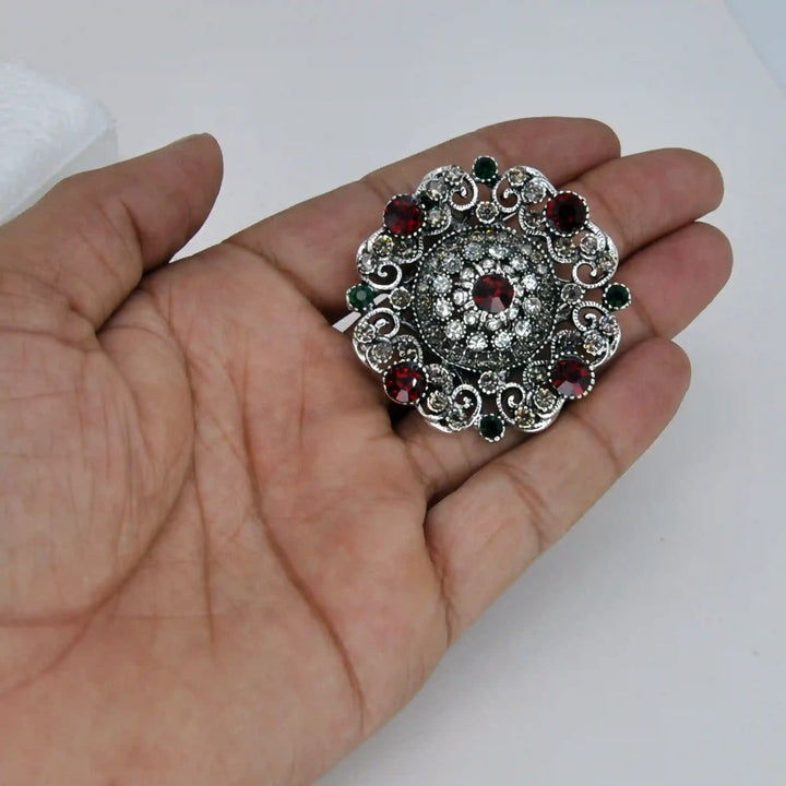 Regal Bloom Vintage Crystal Brooch