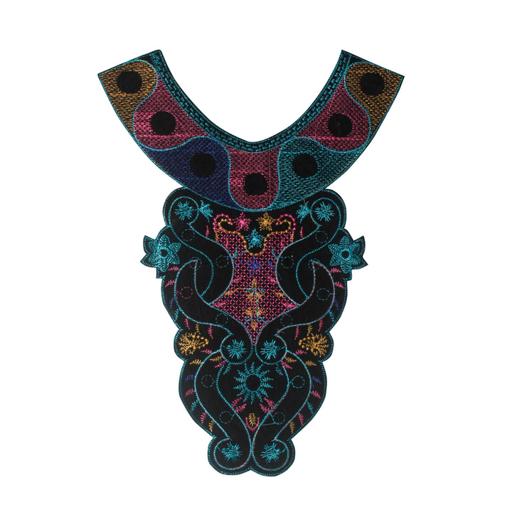 Multicolor Artistic Paisley Floral Fusion Round Neckline Yoke
