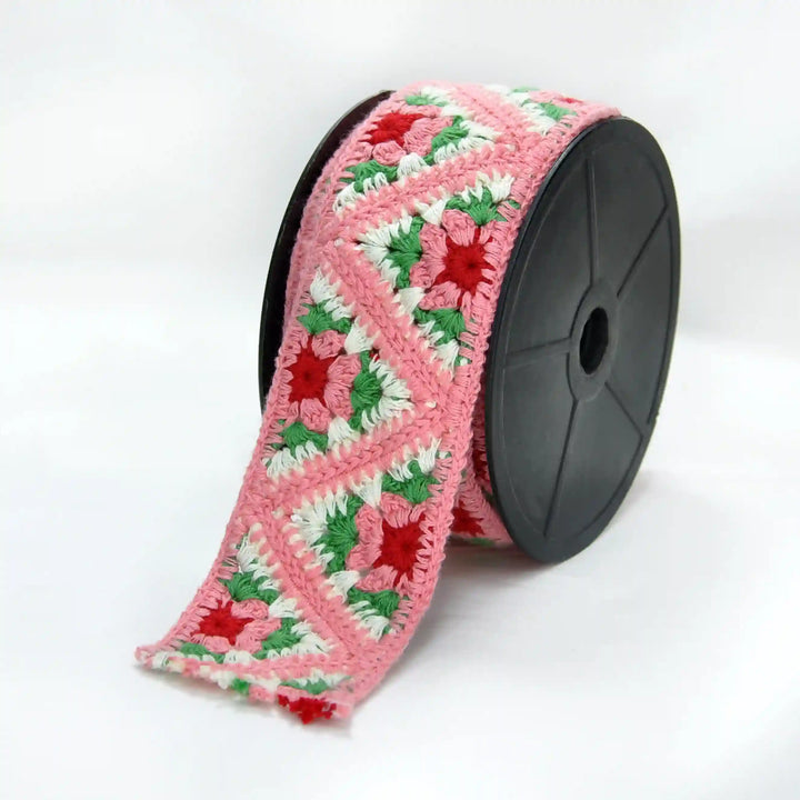 Pink Granny Square Lace Trim