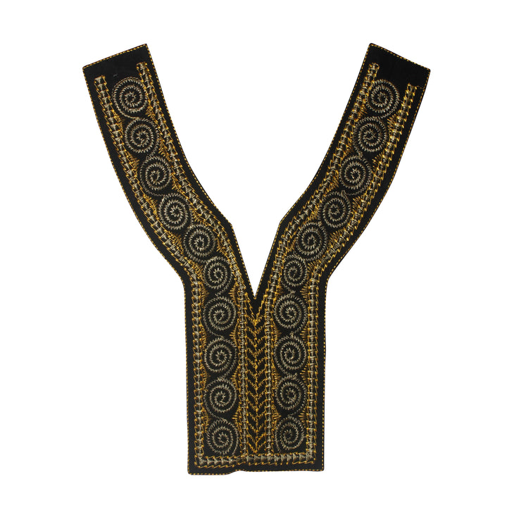 Gold & Black V Shape Empire Neckline Yoke