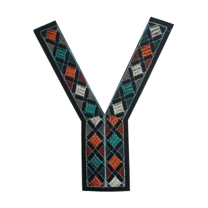 Y Shape Embroidery Multicolor V Neckline Yoke