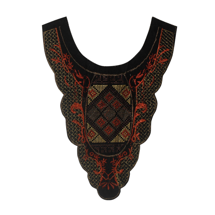 U Shape Vibrant Red Yoke  Scoop Neckline