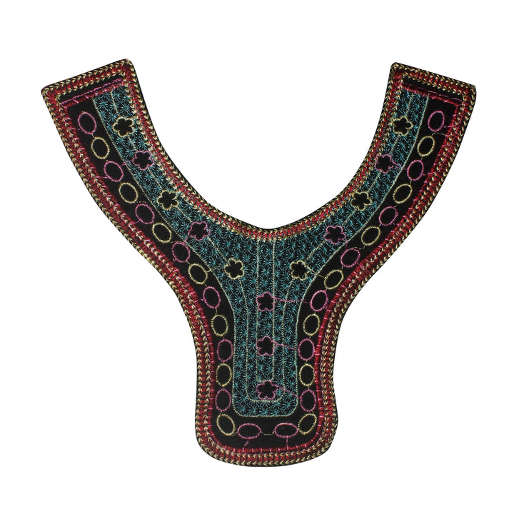 Floral Vine Embroidery Round Neckline