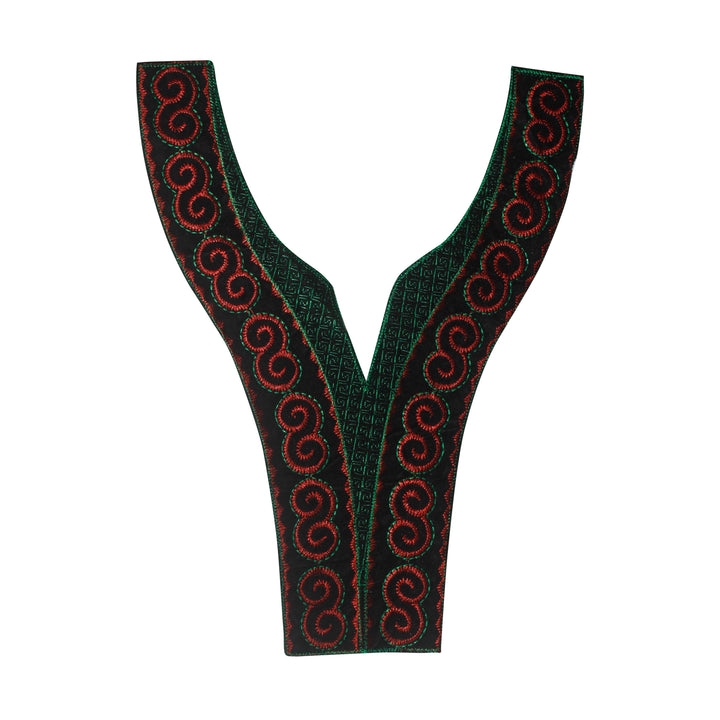 Contrast Green & Red Sweetheart Neckline Yoke