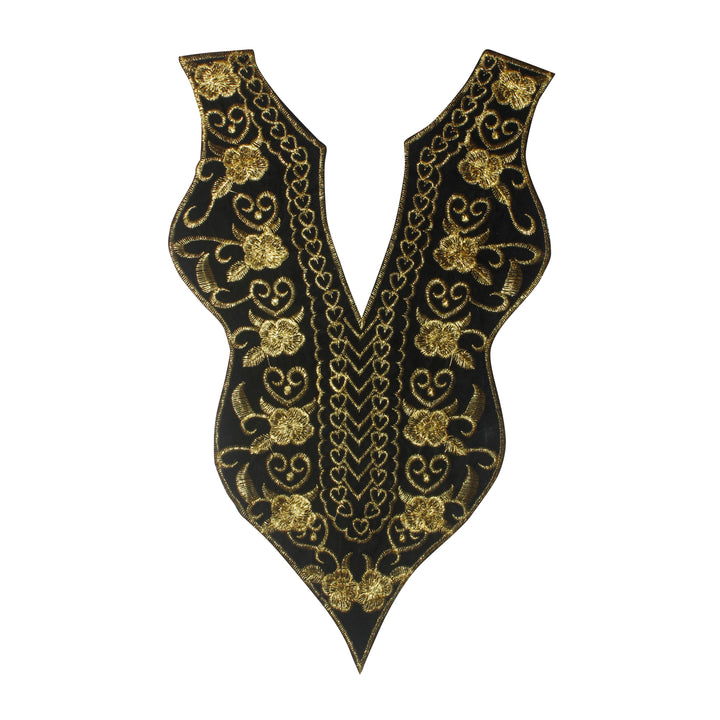 Baroque Floral Embroidered Deep V Neckline