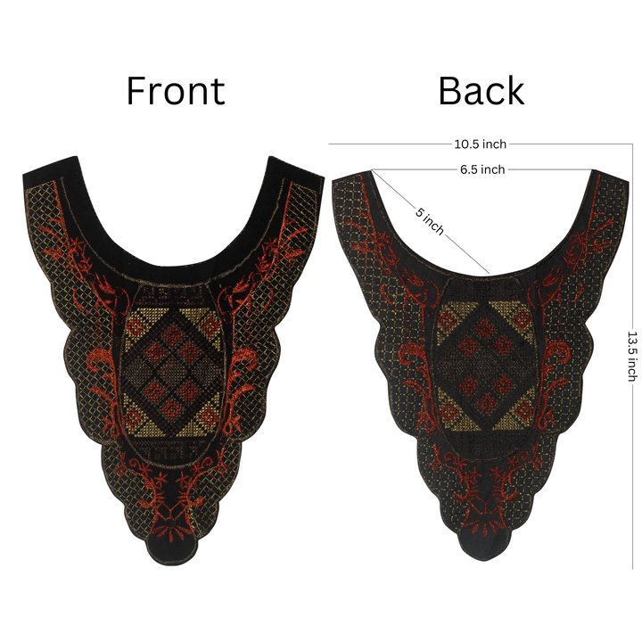 U Shape Vibrant Red Yoke  Scoop Neckline