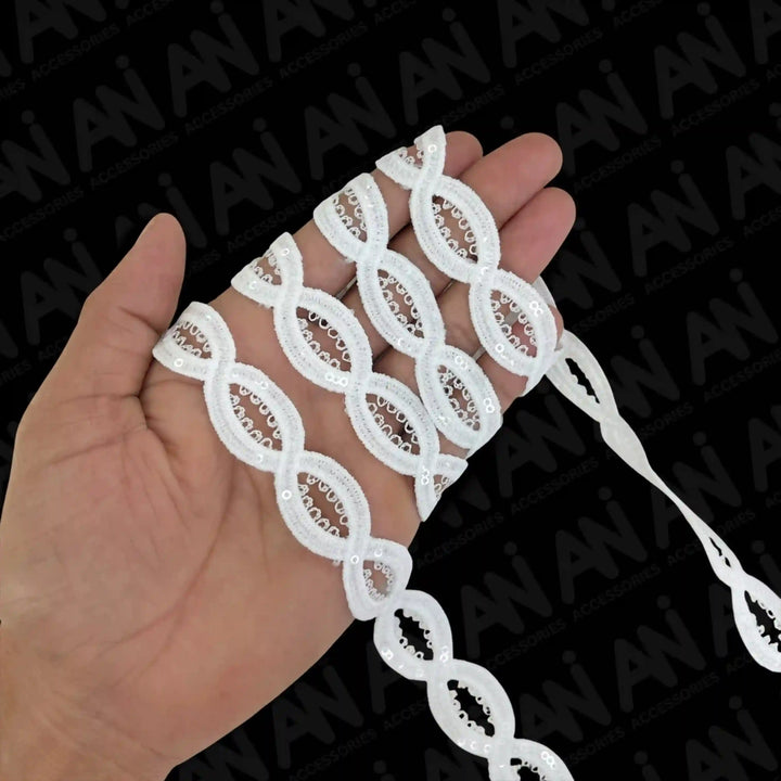 Oval Link Sequins Lace Trim | 2 Meter