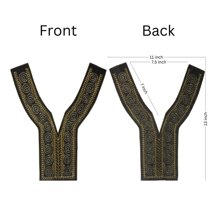 Gold & Black V Shape Empire Neckline Yoke