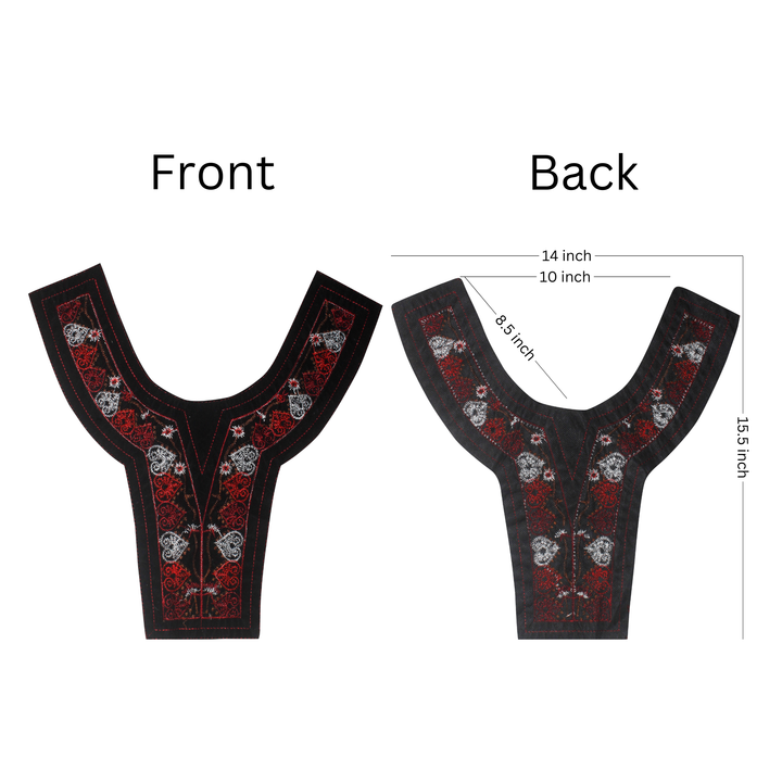 Dual color Embroidered Scoop Neckline Yoke