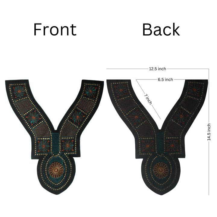 Dark Color Contrast V Shaped Sweetheart Neckline Yoke