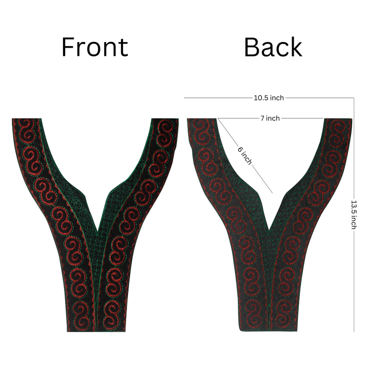 Contrast Green & Red Sweetheart Neckline Yoke