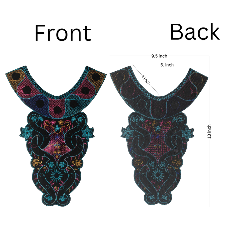 Multicolor Artistic Paisley Floral Fusion Round Neckline Yoke