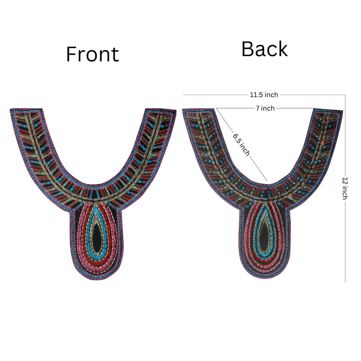 Multicolor Deep Round Neckline Yoke
