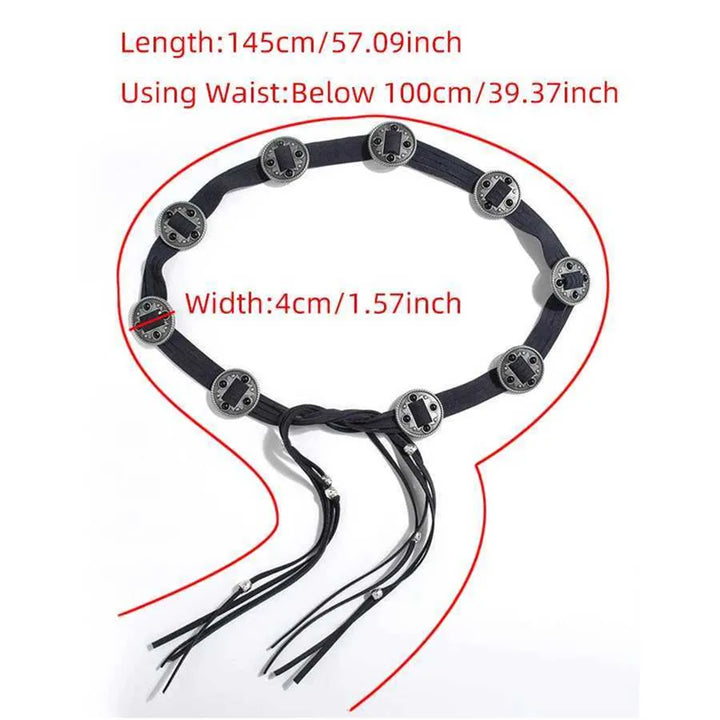 Leather bohemian ethnic style belt