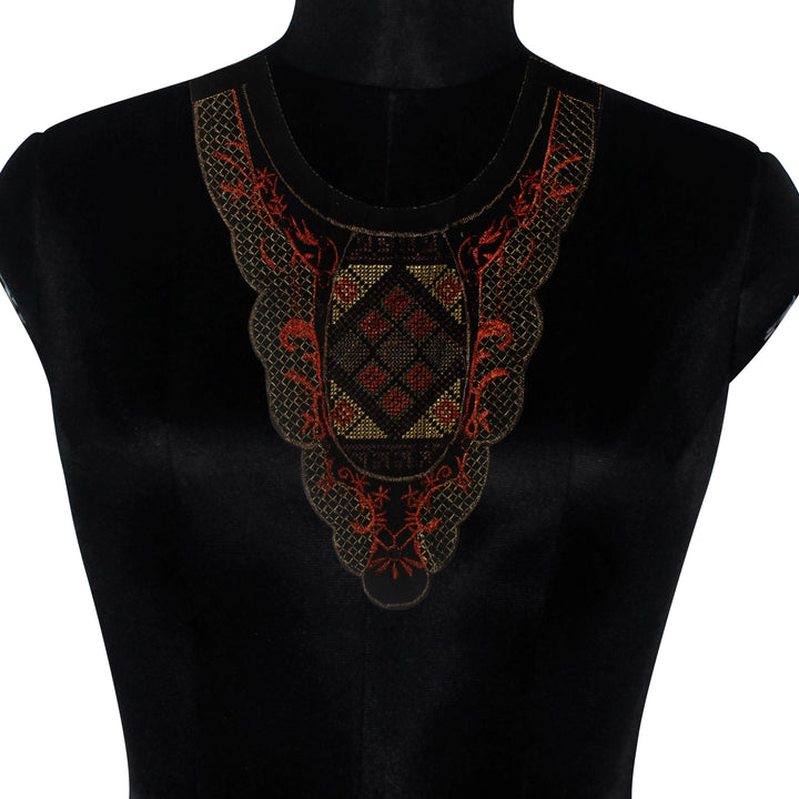 U Shape Vibrant Red Yoke  Scoop Neckline