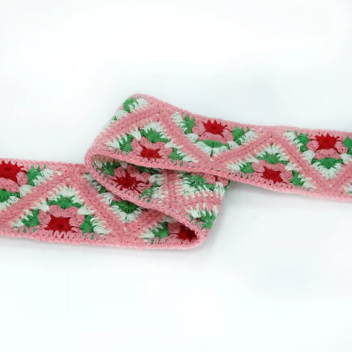 Pink Granny Square Lace Trim