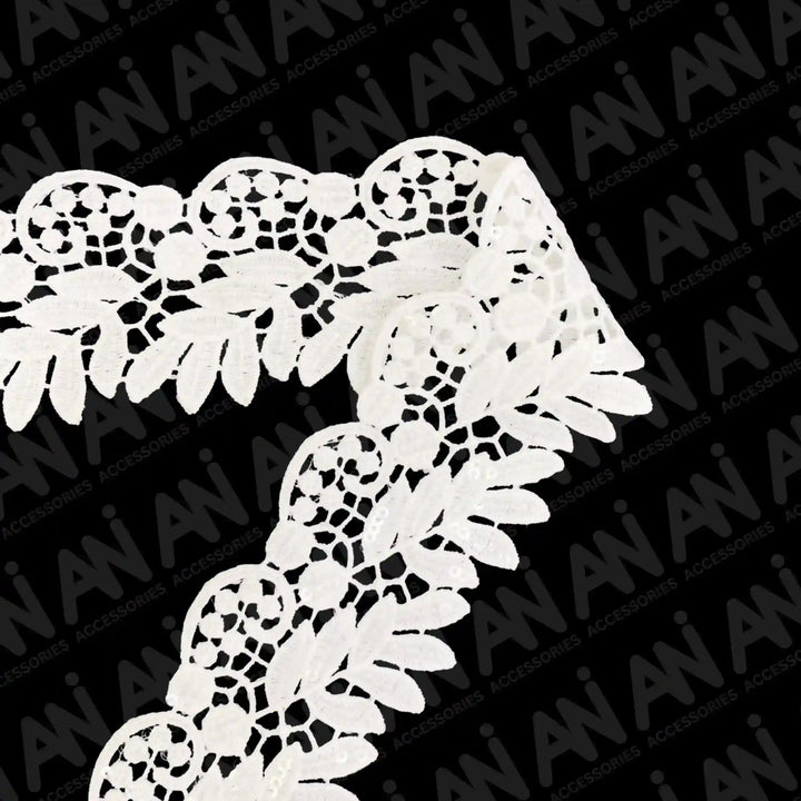 Bunch of Leaves Style Floral Sequins Lace Trim | 2 Meter
