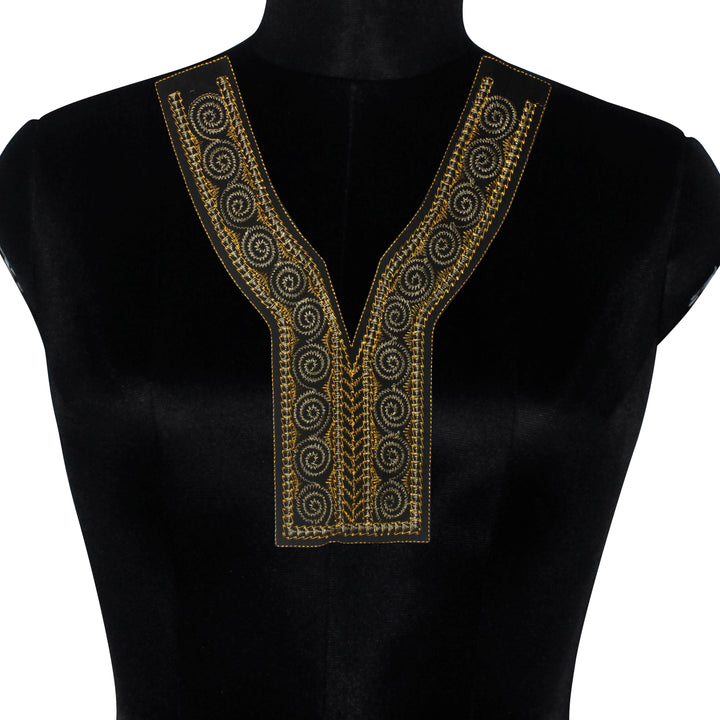 Gold & Black V Shape Empire Neckline Yoke