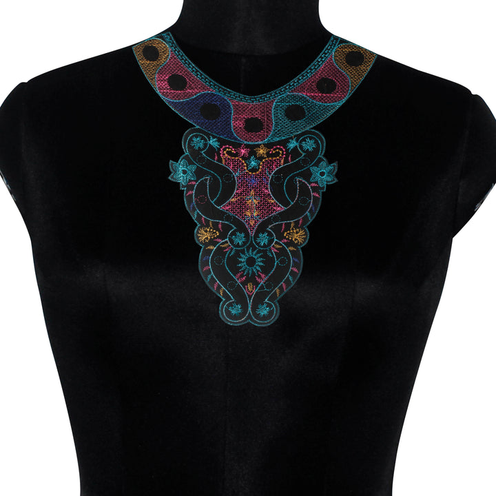 Multicolor Artistic Paisley Floral Fusion Round Neckline Yoke