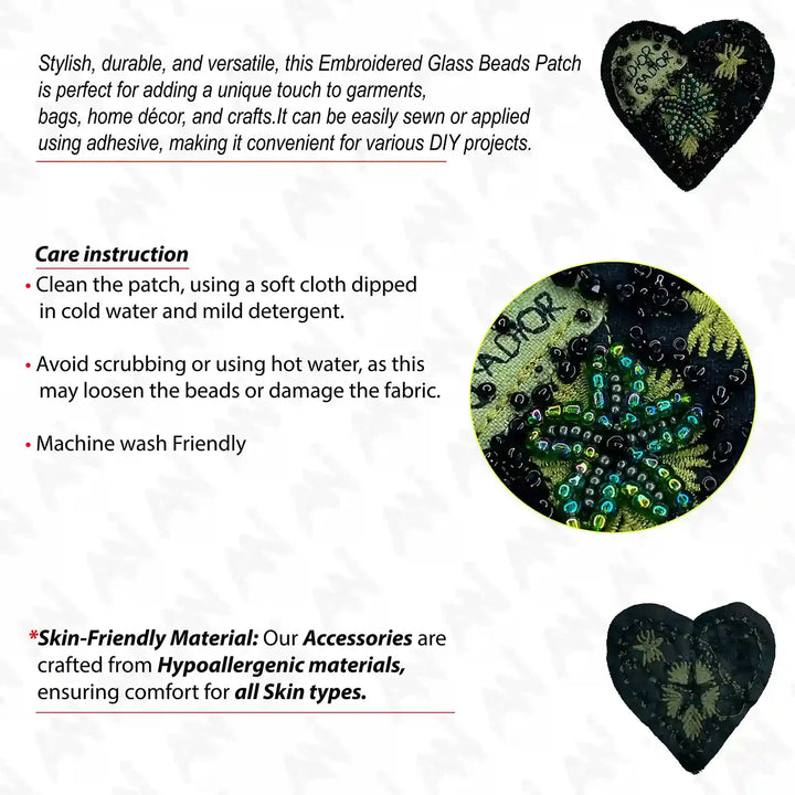 Beaded Heart Style Patch