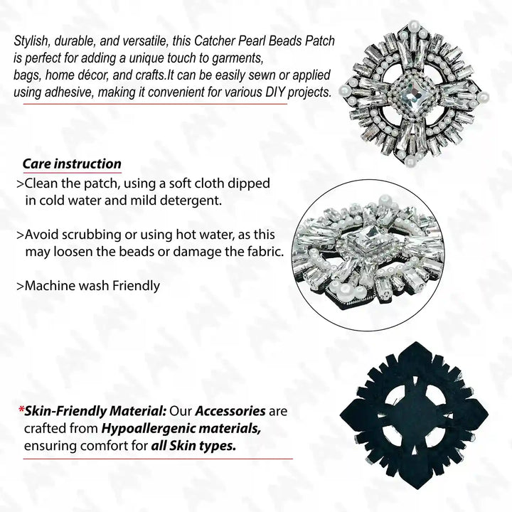 Crystal and Pearl Applique Patch