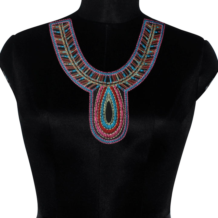 Multicolor Deep Round Neckline Yoke