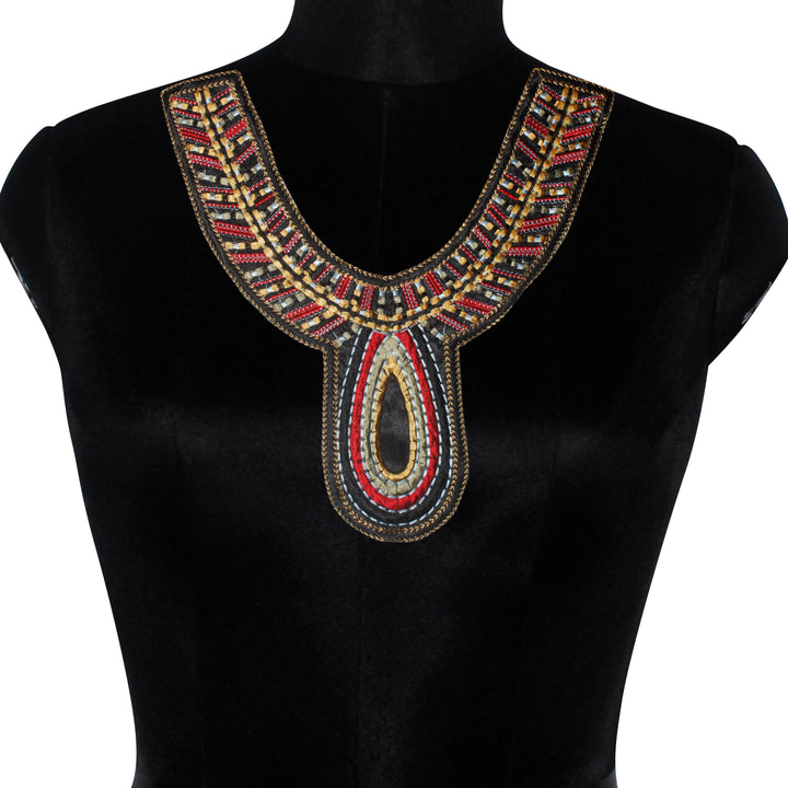 Vibrant Multicolor Deep Scoop Neckline Yoke