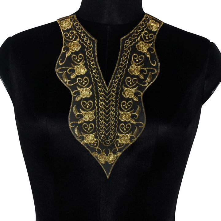 Baroque Floral Embroidered Deep V Neckline
