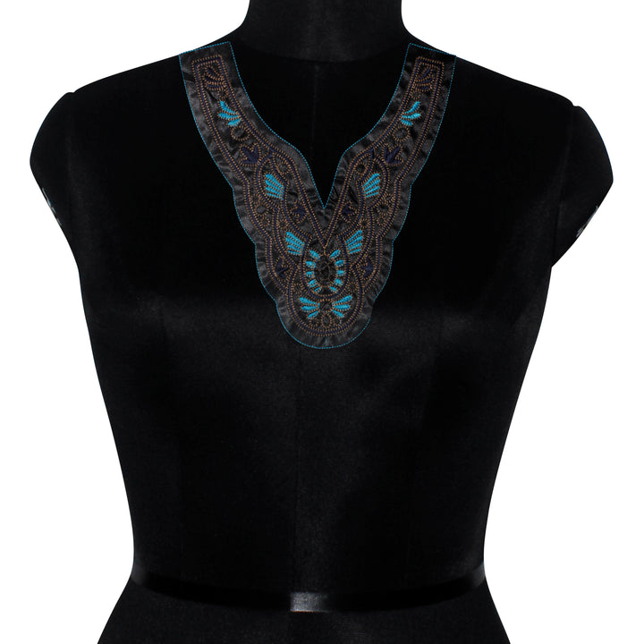 Black & Blue Tone Colored Sweetheart Neckline