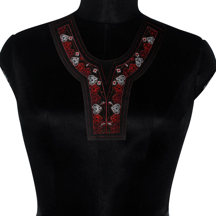 Dual color Embroidered Scoop Neckline Yoke