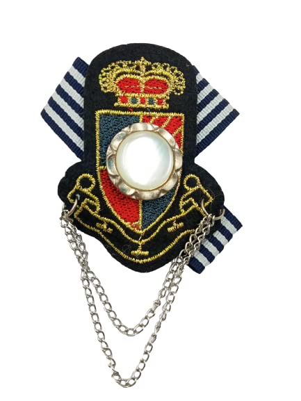 Crown with pearl Ribbon badge Brooch