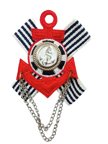 Red Anchor Striped Ribbon Brooch