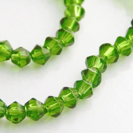 Deep Green Bicone Shape Glass Beads