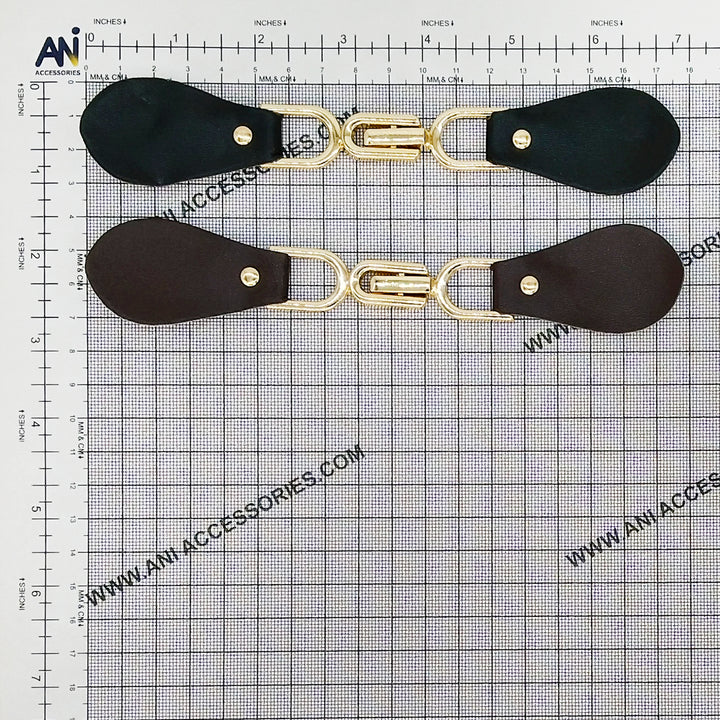 Black Leather Hook and Eye Buckle 2 Piece