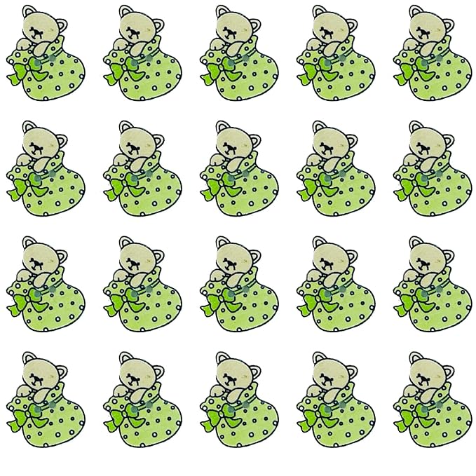 Teddy Bear All Color Wooden Buttons(Set of 25)