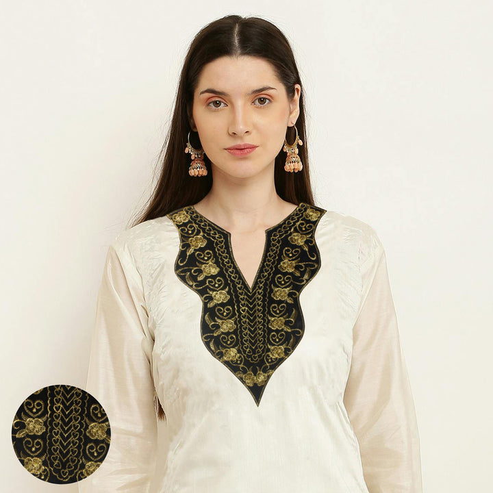 Baroque Floral Embroidered Deep V Neckline