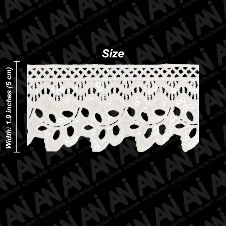 Chris Cross Leaves Style Sequins Lace | 2 Meter
