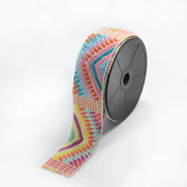 Multicolor Geometric Crochet Lace | 2 Meter