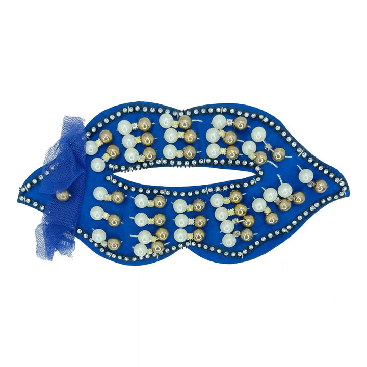 Rhinestone-and-pearl lip mask