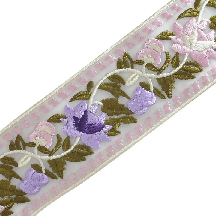 Spring Blossom Organza Parsi Gara Lace | 2 Meters