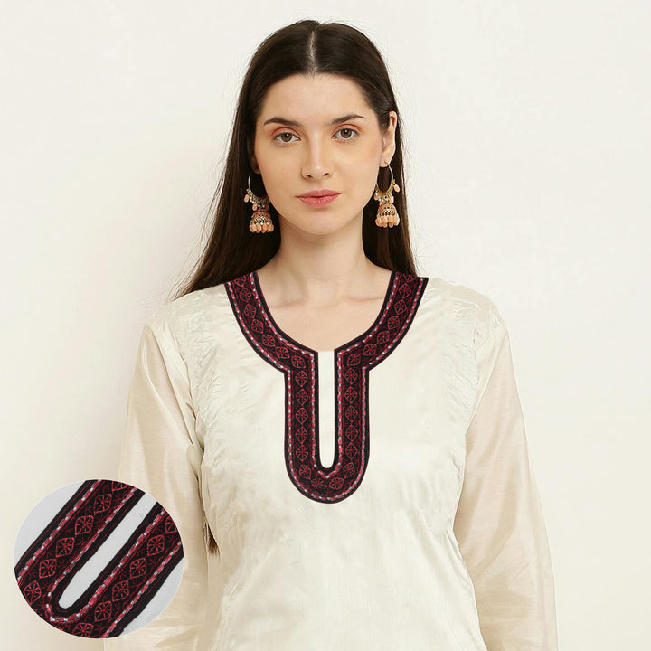 Embroidery U-Shaped Scoop Neckline Yoke
