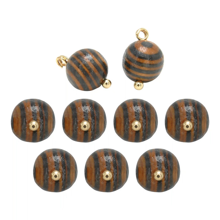 Striped Wooden Shank Buttons | 10mm