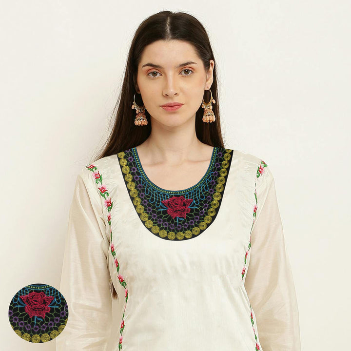 Majestic Rose Round Scoop Neckline Yoke